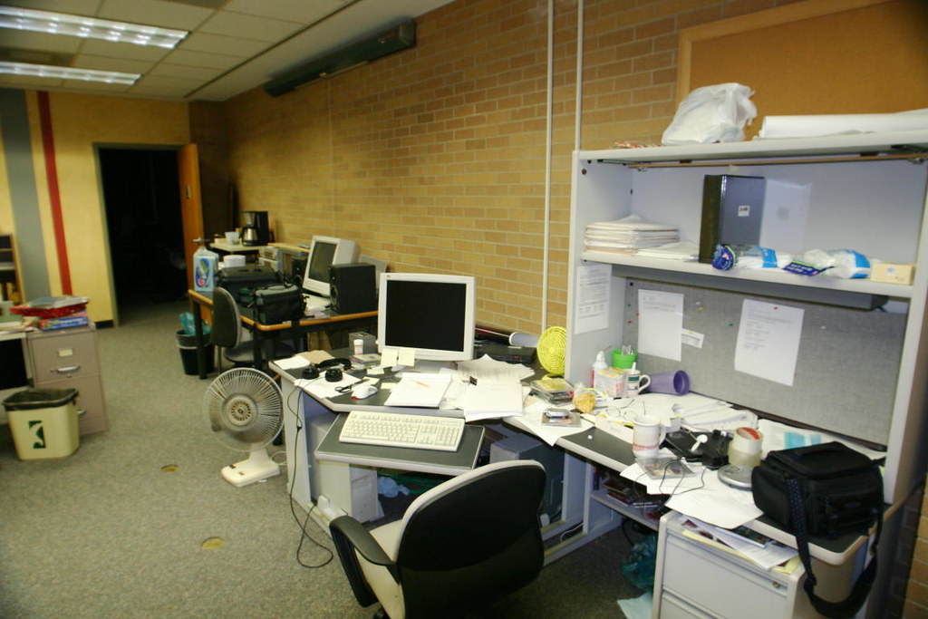 Office computer workspace image for AI workplace skills study