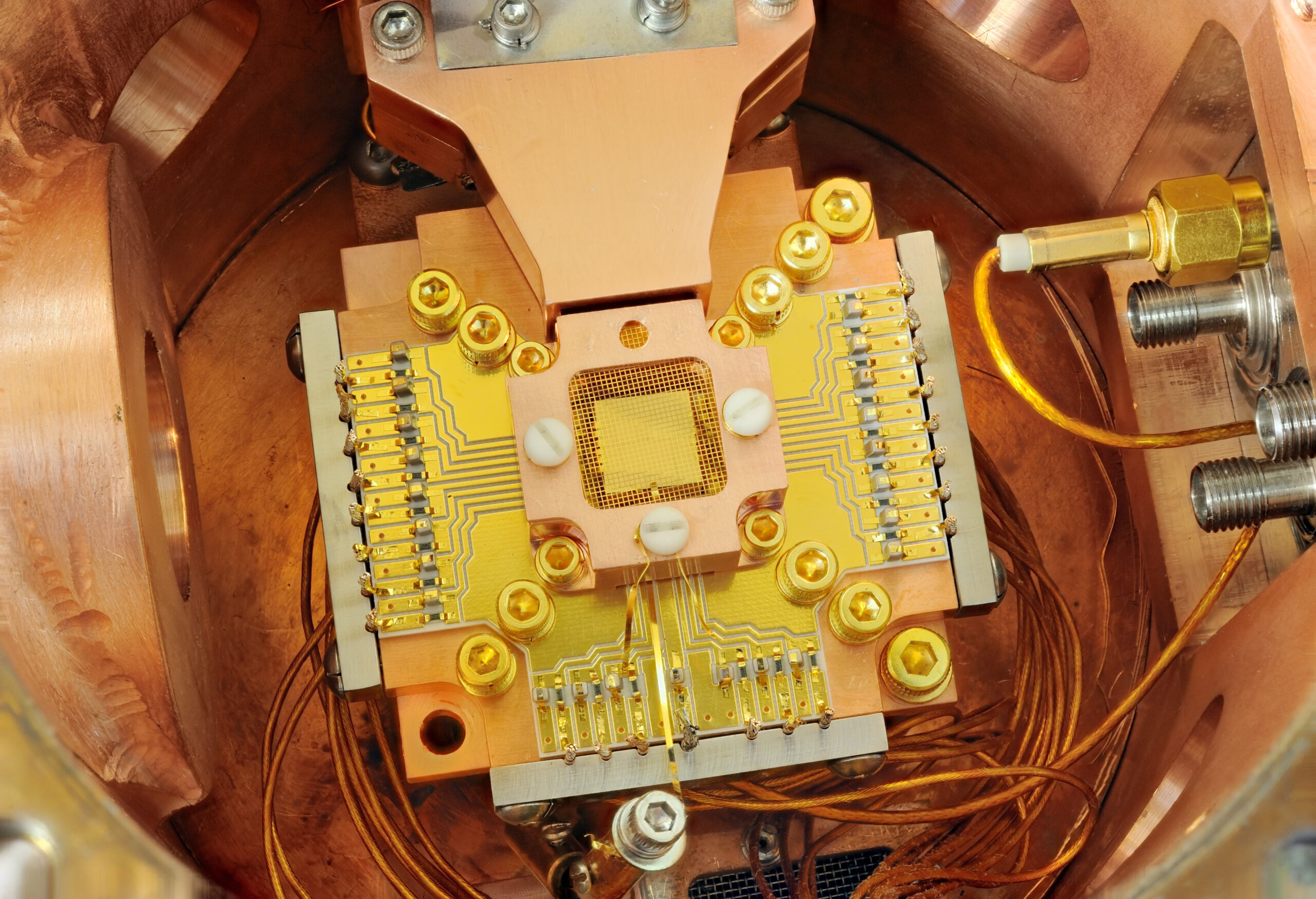 Quantum computing ion trap for QNu Labs quantum cybersecurity story