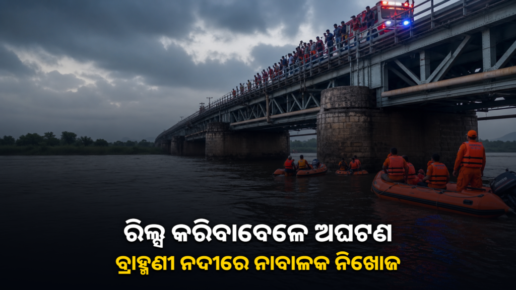 ବ୍ରାହ୍ମଣୀ ନଦୀ ରେଳ ସେତୁ ତଳେ ନିଖୋଜ ନାବାଳକଙ୍କୁ ଖୋଜୁଥିବା ଉଦ୍ଧାରକାରୀ ଦଳ