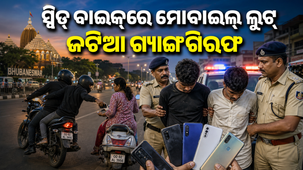 ସ୍ପିଡ୍ ବାଇକ୍‌ରେ ମୋବାଇଲ୍ ଝାମ୍ପୁଥିଲେ, ଜଟିଆ ଗ୍ୟାଙ୍ଗକୁ ଧରିଲା ପୋଲିସ୍