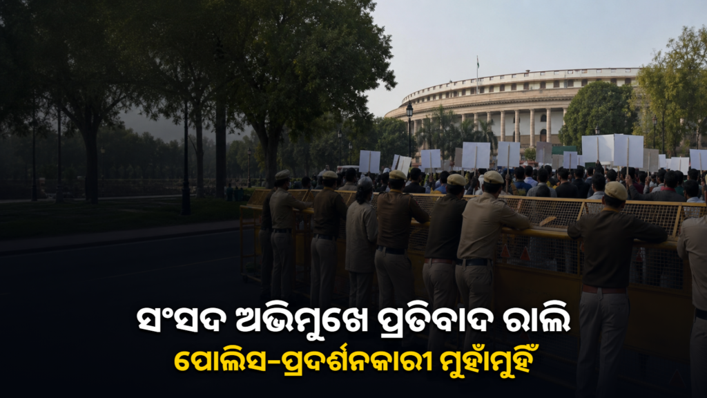 ଦିଲ୍ଲୀରେ ସଂସଦ ଅଭିମୁଖେ ପ୍ରତିବାଦ ରାଲିରେ ପୋଲିସ ବ୍ୟବସ୍ଥା