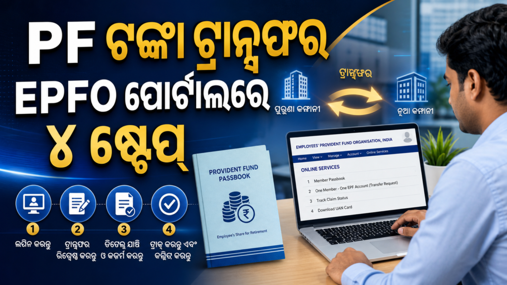 EPFO ପୋର୍ଟାଲରେ ୪ ସହଜ ଷ୍ଟେପ୍‌ରେ PF ଟଙ୍କା ଟ୍ରାନ୍ସଫର
