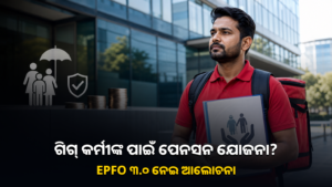 ଗିଗ୍ କର୍ମୀ ଓ ସାମାଜିକ ସୁରକ୍ଷା ଯୋଜନାର ପ୍ରତୀକୀୟ ଚିତ୍ର