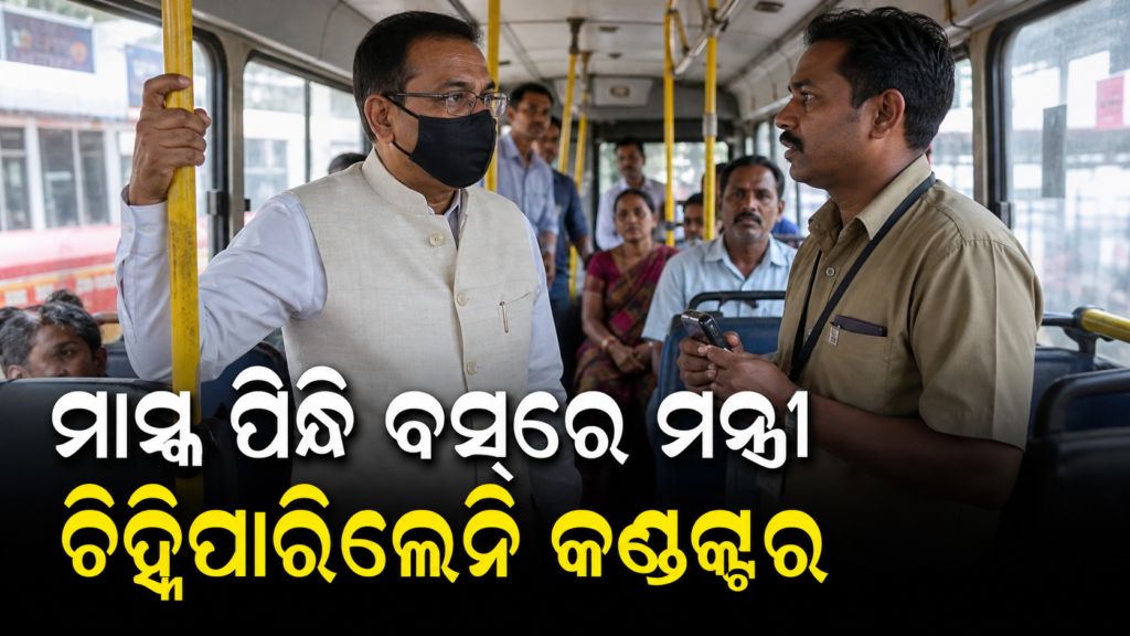 ମାସ୍କ ପିନ୍ଧି ବସ୍‌ରେ ଚଢ଼ିଲେ ମନ୍ତ୍ରୀ, ଚିହ୍ନିନପାରି ଓହ୍ଲାଇଦେଲେ କଣ୍ଡକ୍ଟର