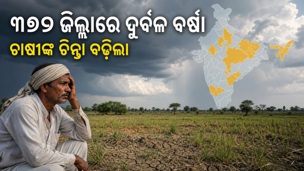 ଦେଶର ୩୭୨ ଜିଲ୍ଲାରେ ଦୁର୍ବଳ ବର୍ଷା ରିପୋର୍ଟ; ଖରିଫ ଚାଷକୁ ନେଇ ଚିନ୍ତା