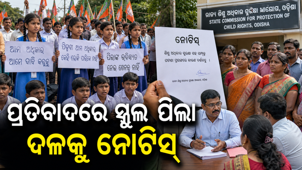 ରାଜନୈତିକ ପ୍ରତିବାଦରେ ସ୍କୁଲ ପିଲାଙ୍କ ବ୍ୟବହାରକୁ ନେଇ ନୋଟିସ୍