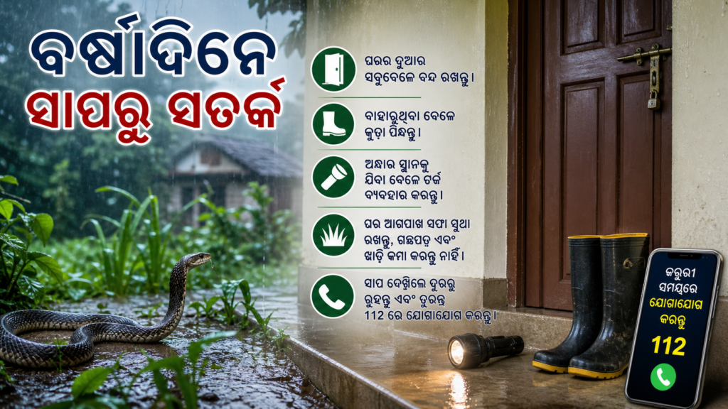 ବର୍ଷା ଦିନେ ସାପରୁ ସୁରକ୍ଷା: ଘର ଓ ଆଖପାଖରେ ଏହି ସତର୍କତା ଜରୁରୀ