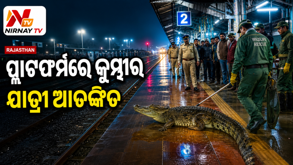 କୋଟା ସୋଗାରିଆ ରେଳ ଷ୍ଟେସନ୍ ନିକଟରେ ପାଞ୍ଚ ଫୁଟିଆ କୁମ୍ଭୀର